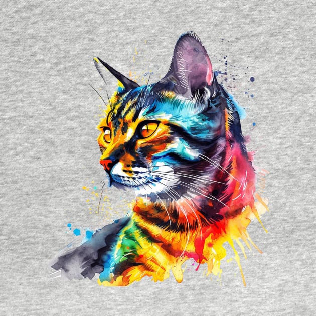 Bengal Cat Water Color Pop Art Design for Cat Lover by karishmamakeia